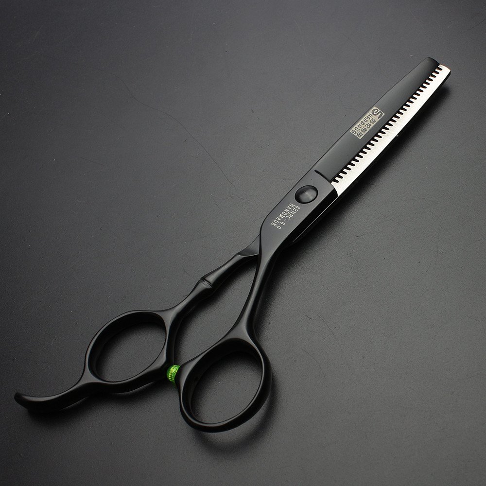 6 pulgadas de titanio corte de pelo negro tijeras profesional tijeras de peluquería corte de pelo de acero inoxidable herramienta de 440c (scissors set)
