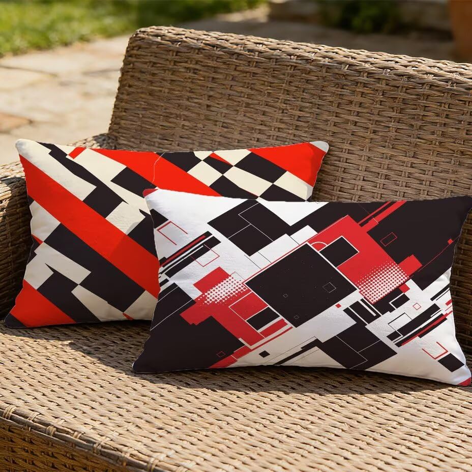 Housse de coussin de jardin rectangulaire aspect lin de qualité supérieure - 2