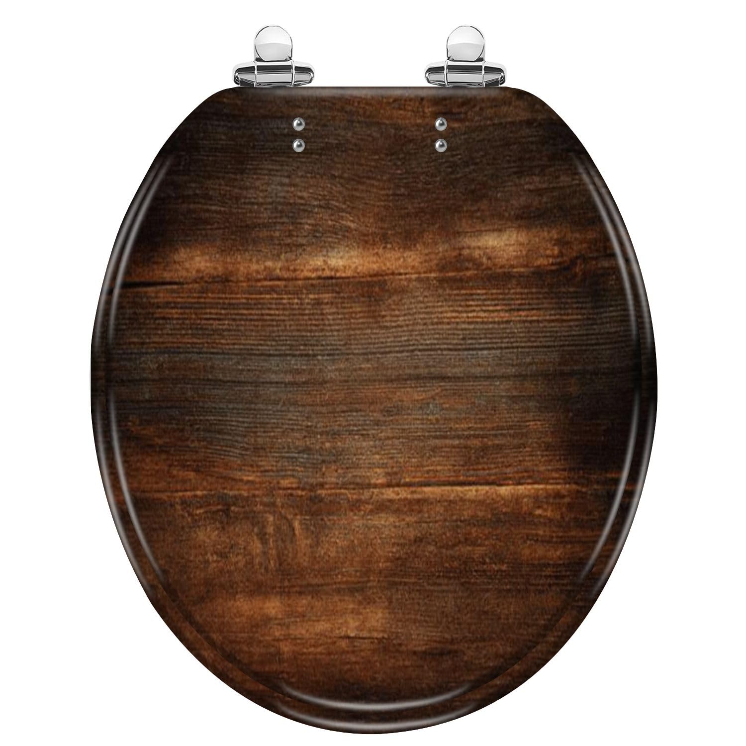 Tazyyzuu Multi4 Cedar Wood Resin Round Toilet Seat With Slow Close Lid Quick Release Hinges Easy Clean Design(,Round)
