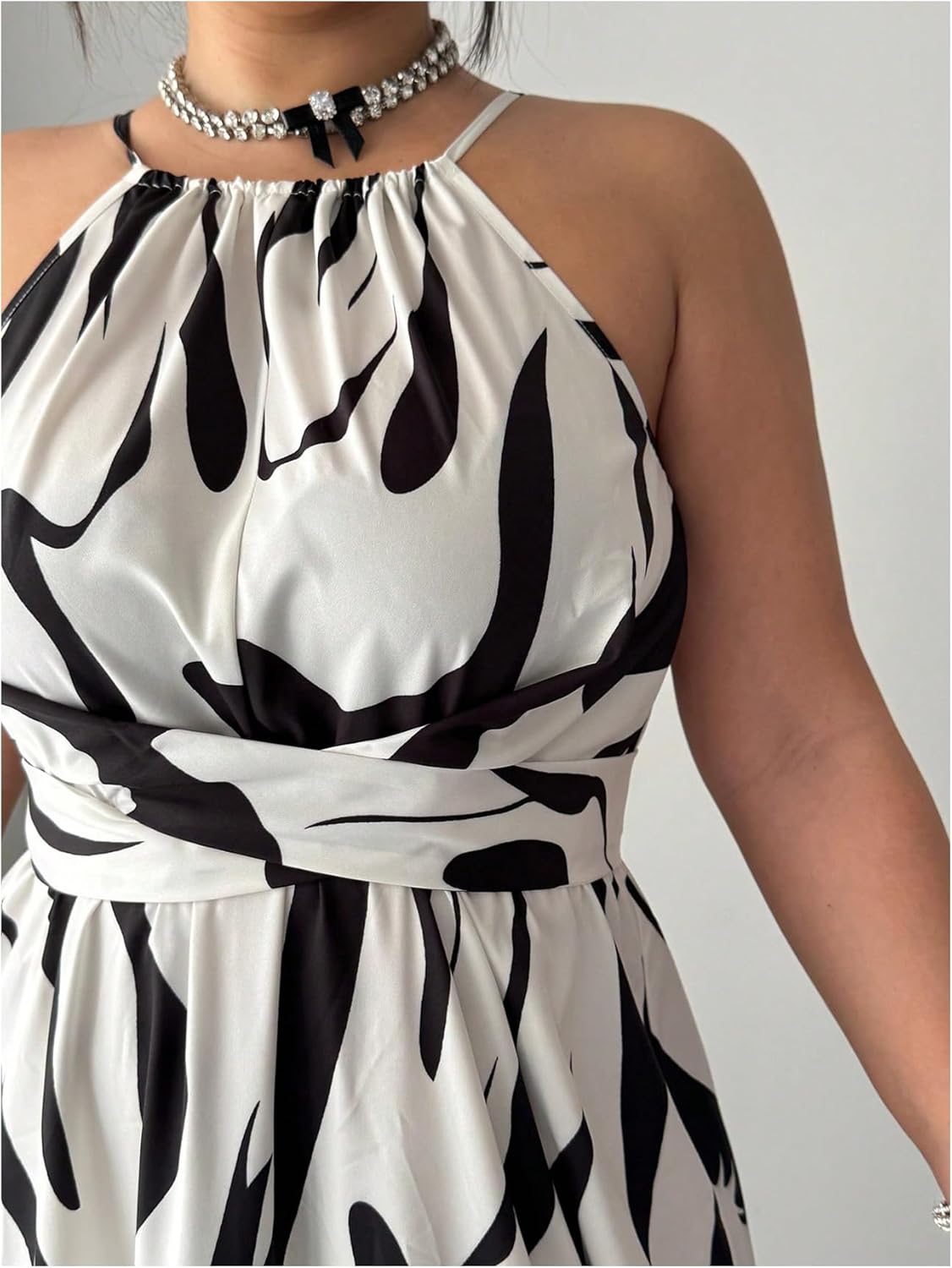 Women's Plus Size Boho Graphic Halter Dress Sleeveless A Line Flowy Summer Vacation Maxi Dresses - Image 4