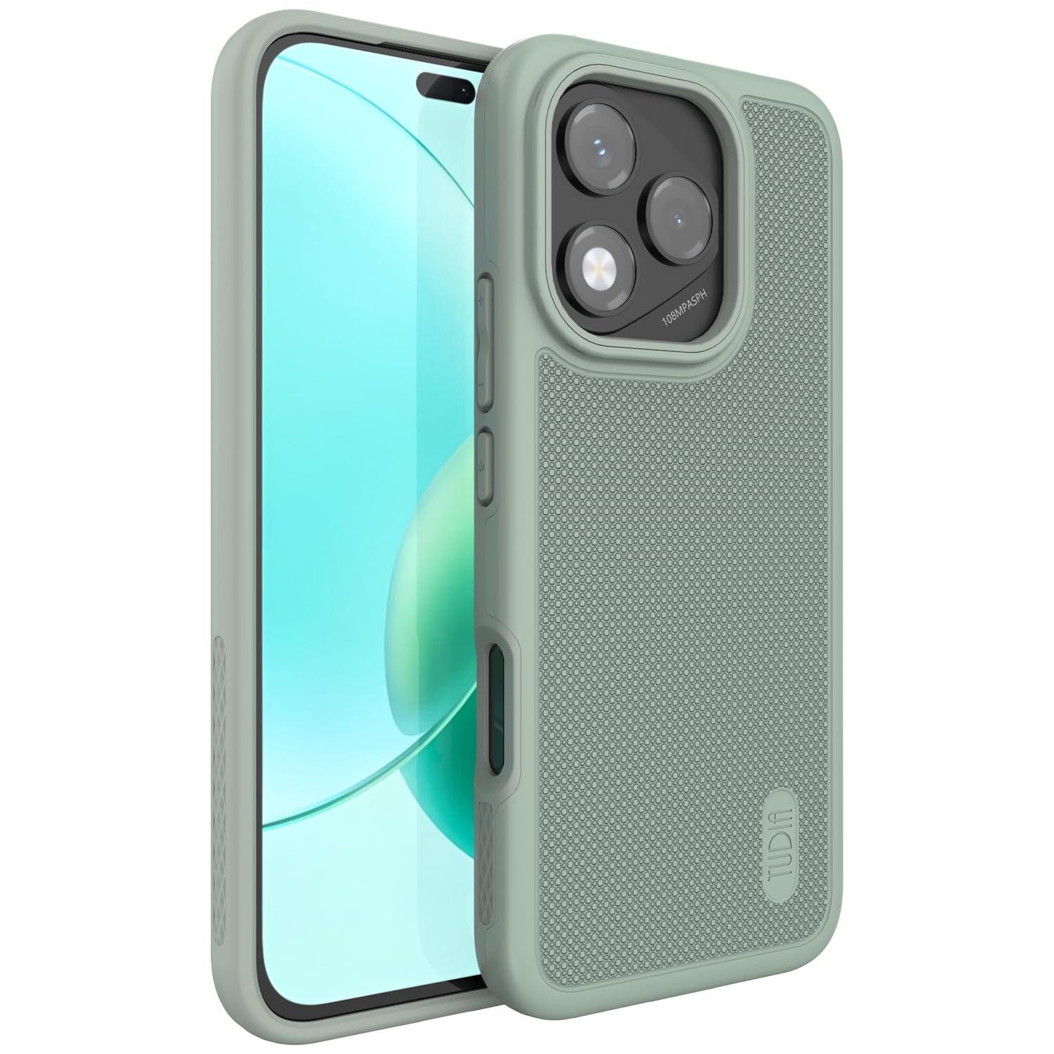TUDIA DualShield Grip Designed for Honor 400 Lite (2025), [MergeGrip] Military Grade Dual Layer Shockproof Slim Tough Heavy Duty Protective Phone Case Cover (Green Lily)