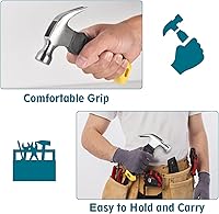 Vista 4 de Martillo de garra pequeño, mini martillo para mujeres y niños, martillo de campamento, martillo de tachuela, martillo de uñas con imán