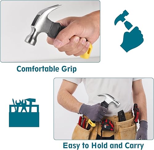 Miniatura 6 de Martillo de garra pequeño, mini martillo para mujeres y niños, martillo de campamento, martillo de tachuela, martillo de uñas con imán