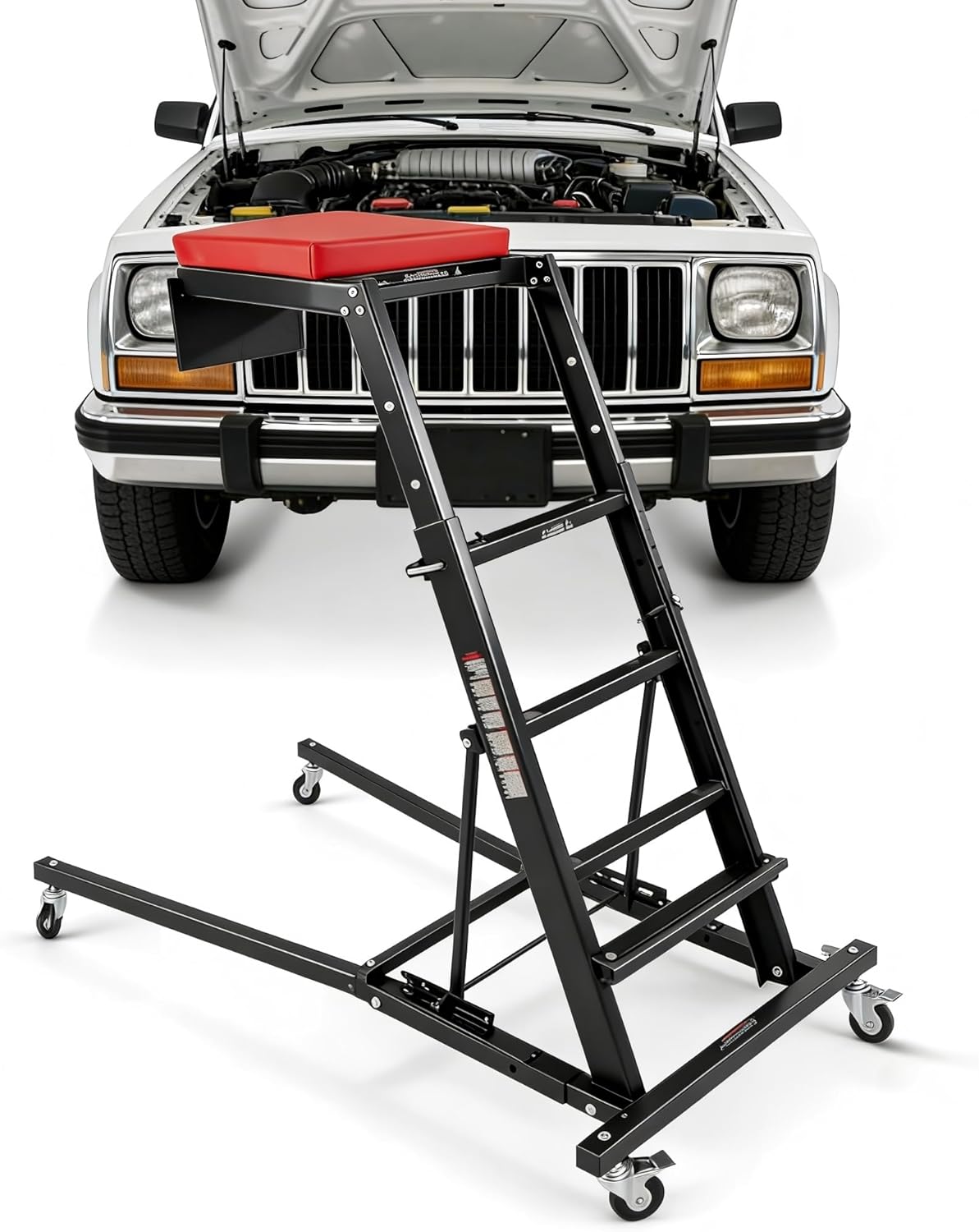 400lbs Foldable High Top Automotive Engine Creeper, 45 to 66 in Adjustable Height Creeper, for Garage Workshop Repair Maintenance Mechanic