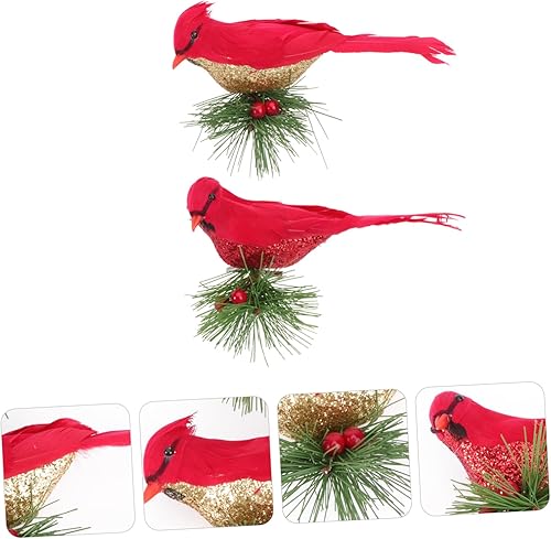 Miniatura 8 de Abaodam 4 piezas de Navidad rojo cardenal pájaro decoraciones de Navidad adornos de árbol de Navidad decoraciones de Navidad con clip en