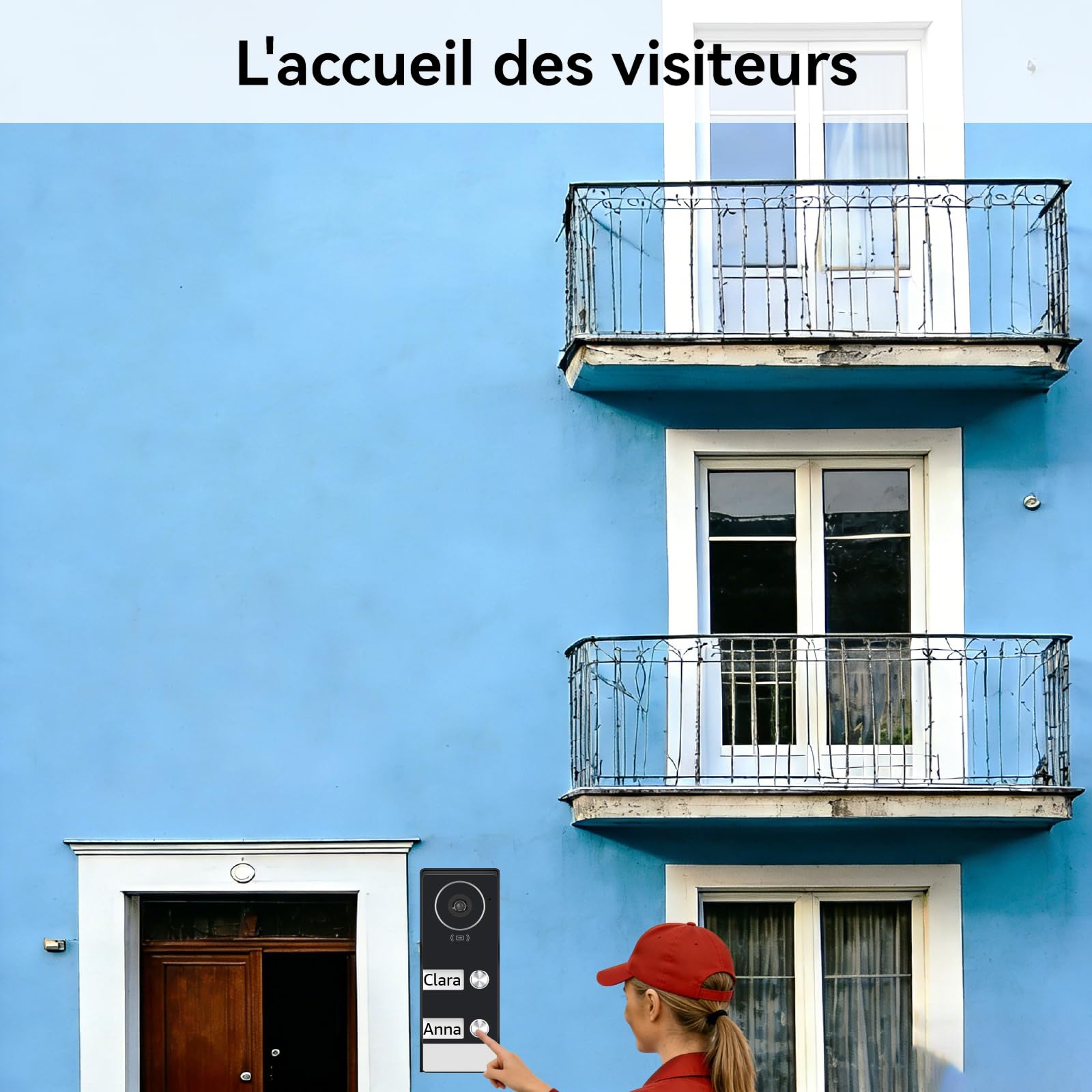 Visiophone Connecté à 2 Fils, Interphone Vidéo Filaire avec 2 Moniteurs 7 Pouces, Unlock à Distance, Audio Bidirectionnel, RFID, Vision Nocturne, WiFi Dual-Band, 2 Family kit