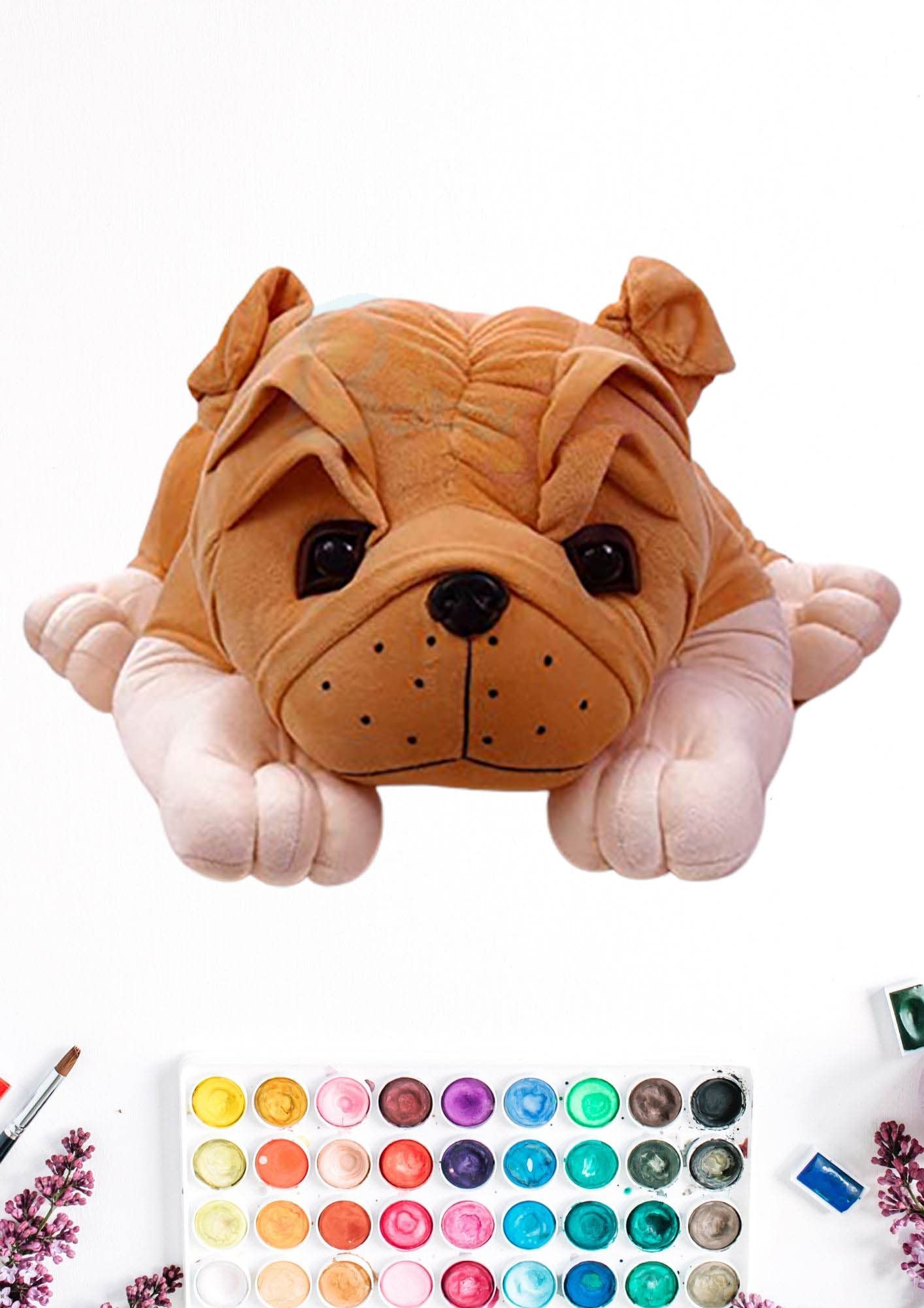 Babyjoys 25 CM Plush Bulldog β Ultra Soft & Cuddly Stuffed Toy in Lying Pose | Perfect for Kids Playtime, Room Decor & Stress Relief 2