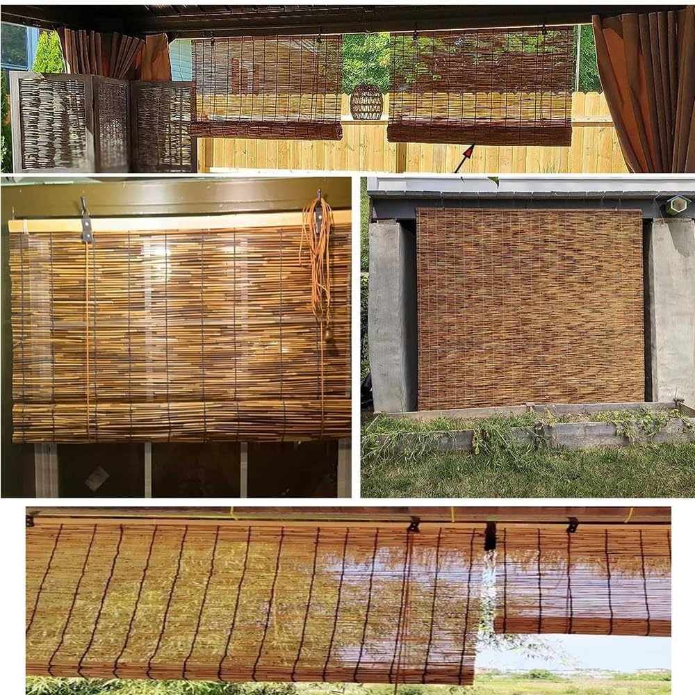 Tende romane in bambù naturale intrecciato a mano, per interni ed esterni, per balcone, giardino, camera da letto, soggiorno, tenda in legno (120 x 300 cm)