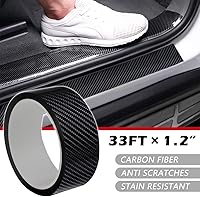 Vista 12 de CloudBuyer Protector universal para borde de puerta de automóvil, película de vinilo negro brillante 5D de fibra de carbono con protección