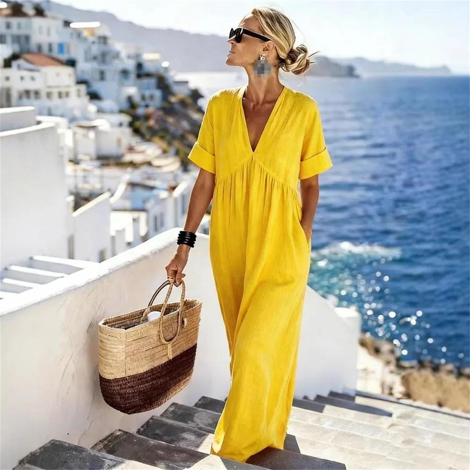 Vestidos largos sueltos e informales para mujer, a la moda, de verano, acampanado, vestido midi elegante y vintage