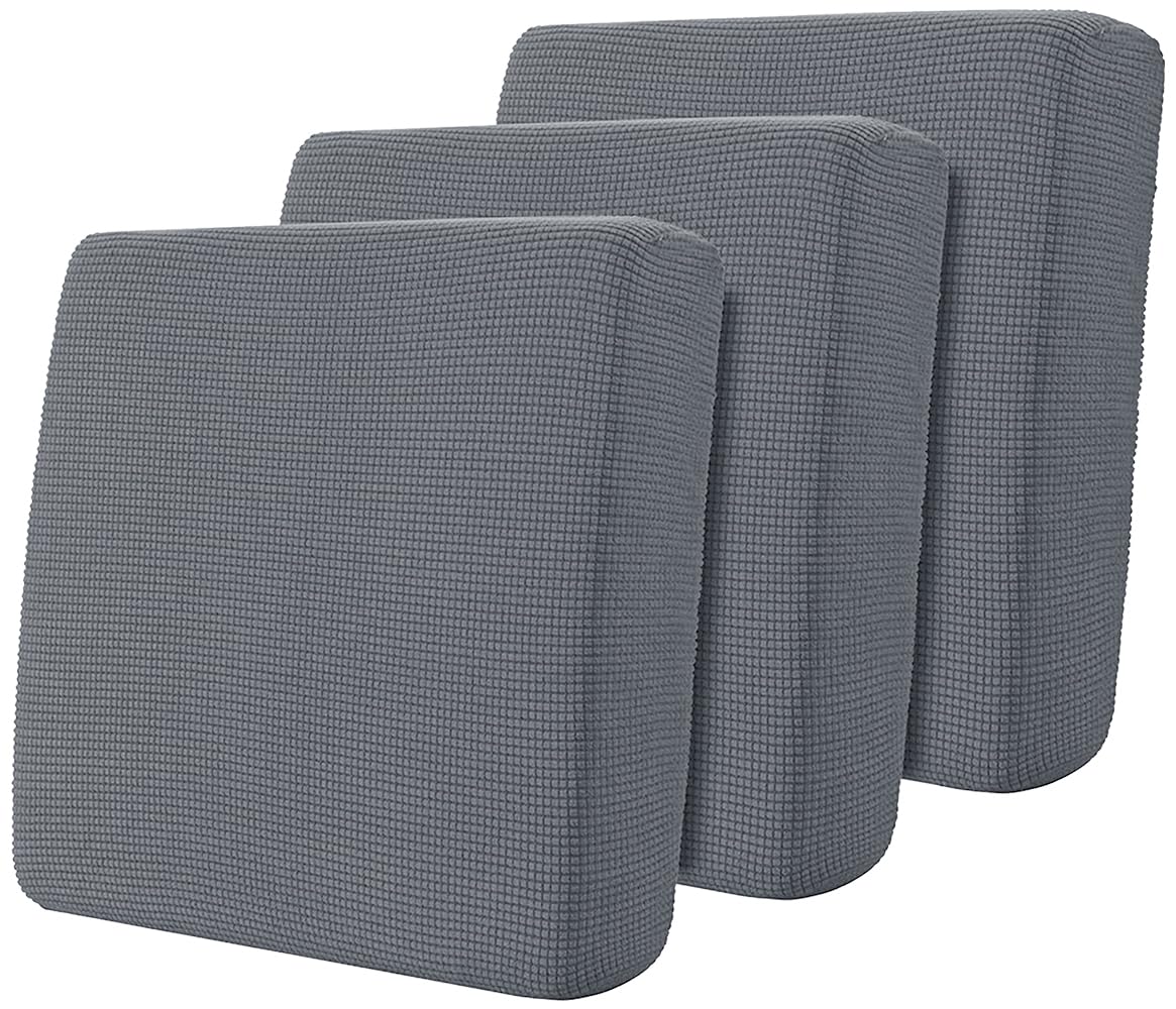 Hokway Stretch Individual Couch Cushion Slipcovers Reversible Cushion Protector Slipcovers Sofa Cushion Protector Covers(Lightgrey,Small-3PC)