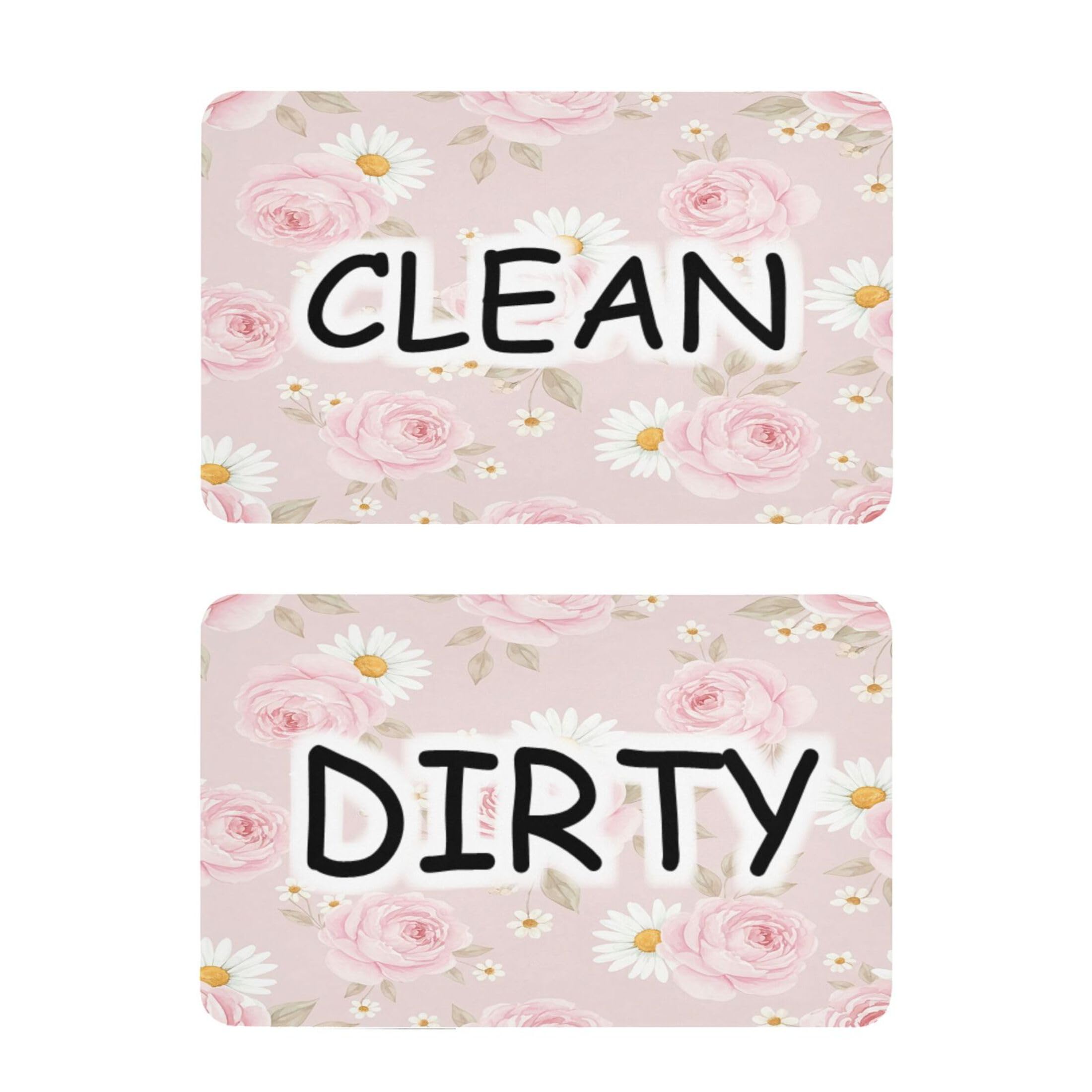 Kutsu Dishwasher Magnet Clean Dirty Sign Indicator, Flowers Fridge Magnet, Easy to Read, 2 Pack
