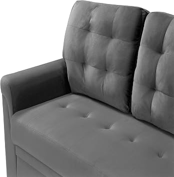 Corner Sofa Bed, L-Shaped Corner Sofa Bed with Storage, Padded Sectional Transformable Sofa, Stylish and Functional Couch Sectional Settee Sleep Reversible Storage Chaise - Linen Gray