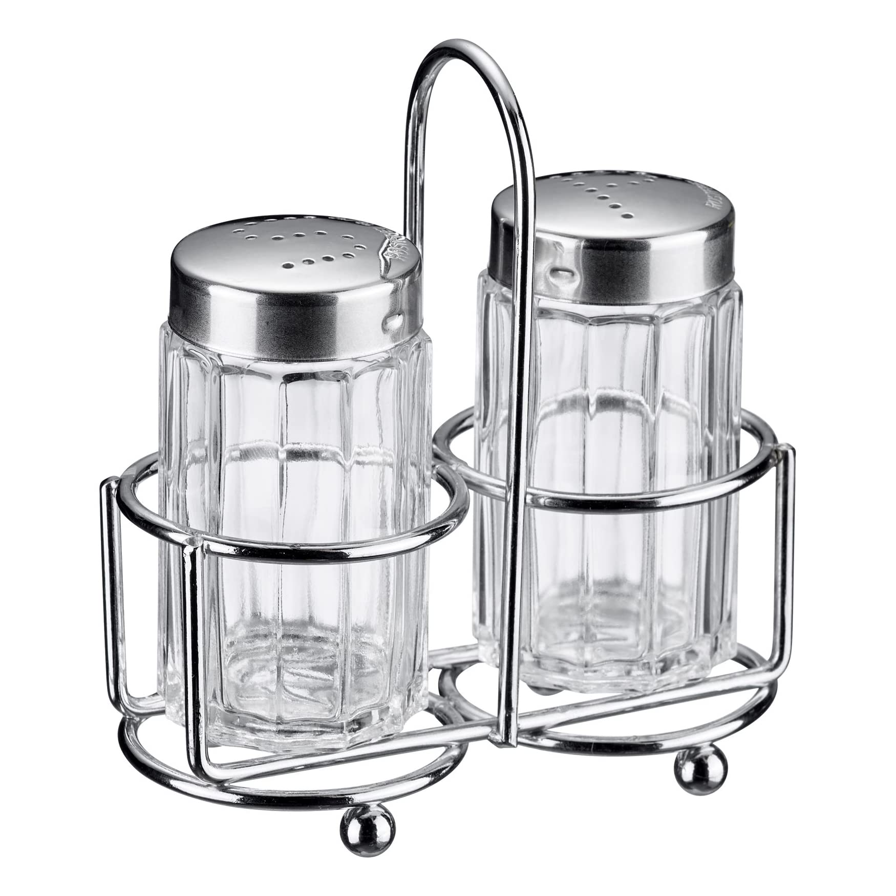 Westmark Traditional Menage 63112260 Salt And Pepper Shakers, 3 Pieces, Capacity: 50 Ml Each, Glass/Plastic/Stainless Steel, Transparent/Silver