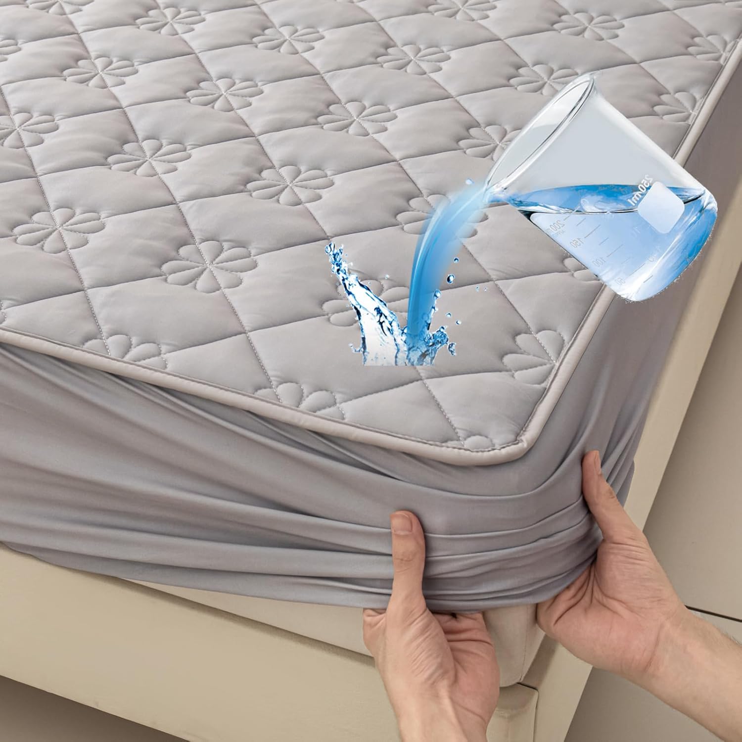 Mattress Protector Twin Size,Premium 100% Noiseless and Breathable Mattress Pad,5''-13.7'' Deep Pocket Bed Cover for Home, Dorm & Bedroom(Light Grey, Twin39 x75) Light Grey Twin