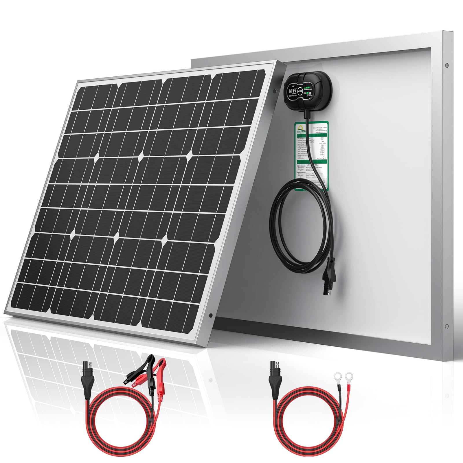 Photo 1 of *** USED**** SUNER POWER 24V 50W Solar Panel, Built-in Ultra Smart MPPT Charge Controller, Waterproof 50 Watt Solar Panel Trickle Charger for 24Volt AGM, Lead-Acid, Lifepo4 Battery