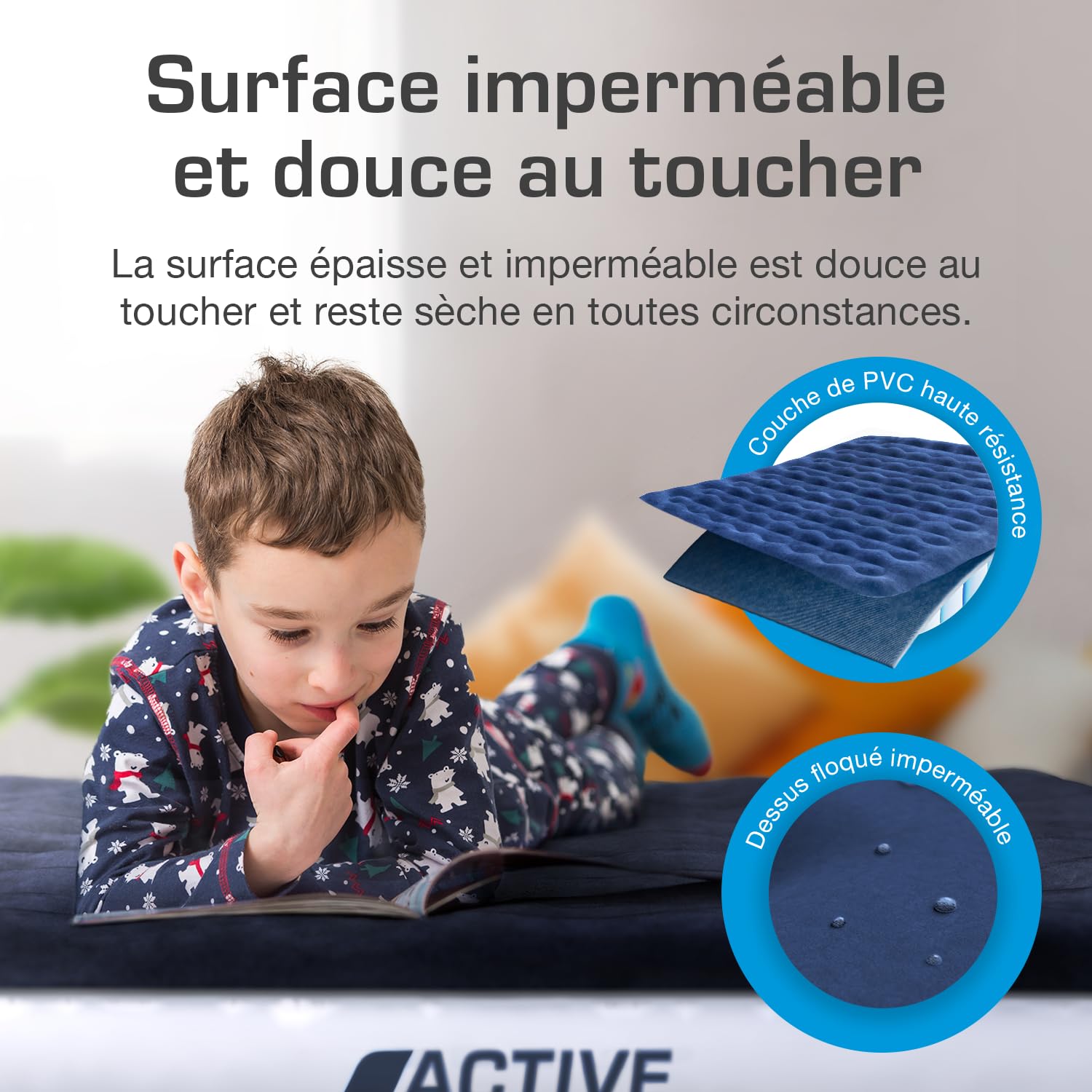 Active Era Matelas Gonflable de Camping avec Pompe à Air Rechargeable USB et Pompe à Pied, 2 Personnes, Sac de Transport Inclus - 150 x 203 x 22 cm