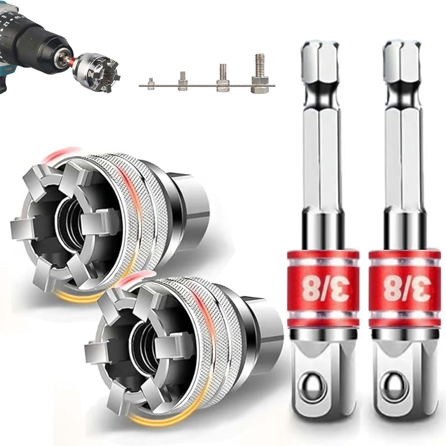 iQikai 2 Set Universal Adjustable Socket Wrench, Updated Multi-Function 10-19mm Universal Maintenance Socket for 3/8" Drive Ratchet, Torque Wrench & Power Drill
