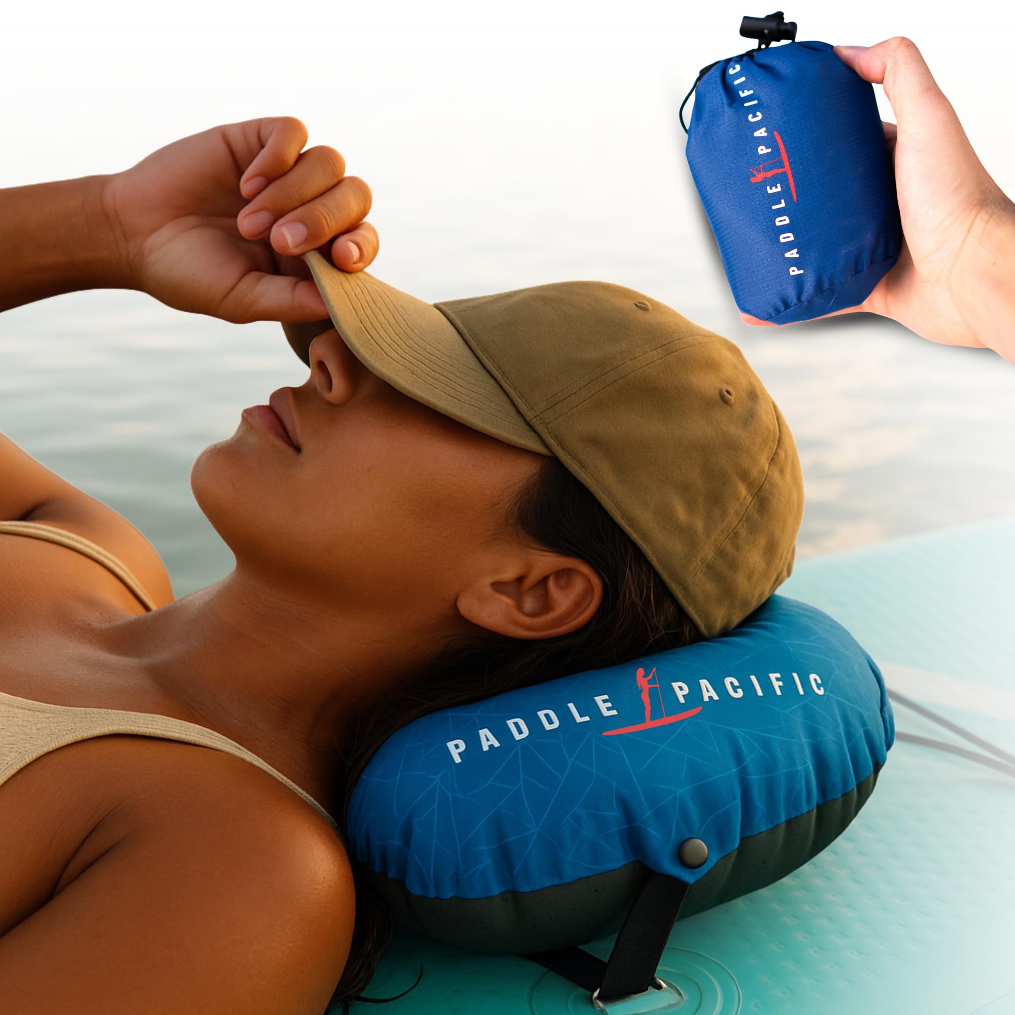 Inflatable SUP Paddle Board Pillow - Waterproof Self Inflatable Compact Travel Pillow - Also Great for Camping, Airplanes, Hammocks & More -