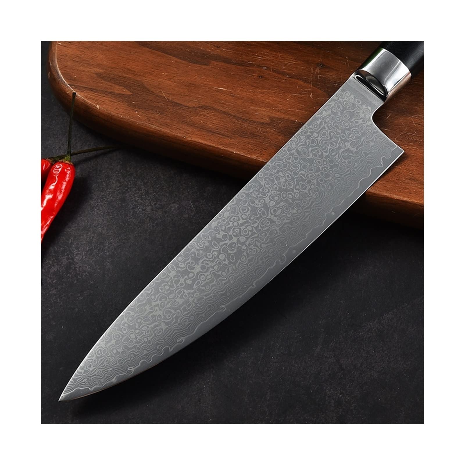 Küchenmesser 5-teiliger Set VG10 Damaskus Steel Blade G10 rundes Griff scharfe scharfe Fleisch und Gemüse Schneidwerkzeug Koch Messer