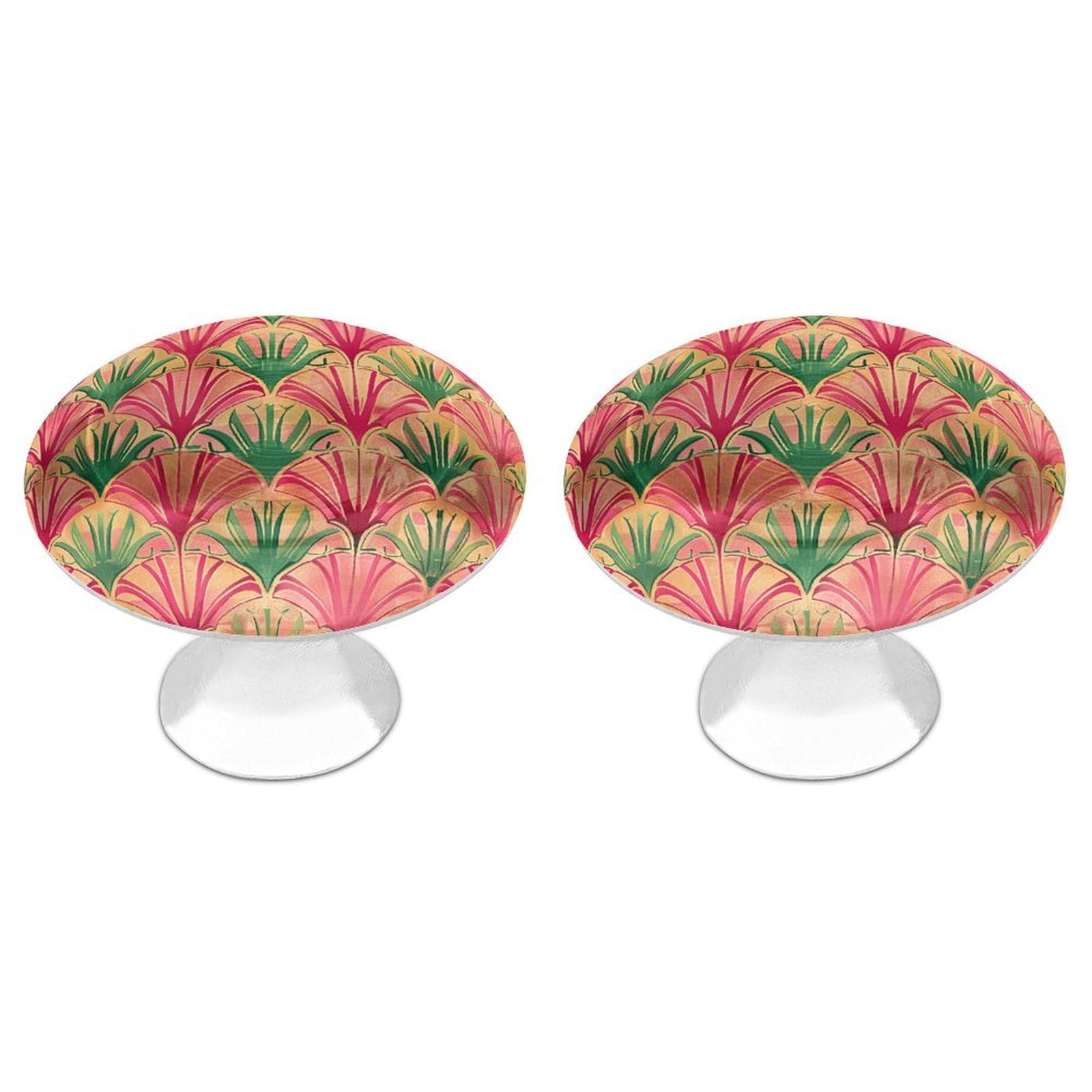 NTVOWPZO Cabinet Handles Round Drawer Pulls Peach and Green Pattern Dresser Knobs for Cabinets and Drawers Handle for Bathroom Cupboard Drawers Cabinet Pulls for Kitchen Door