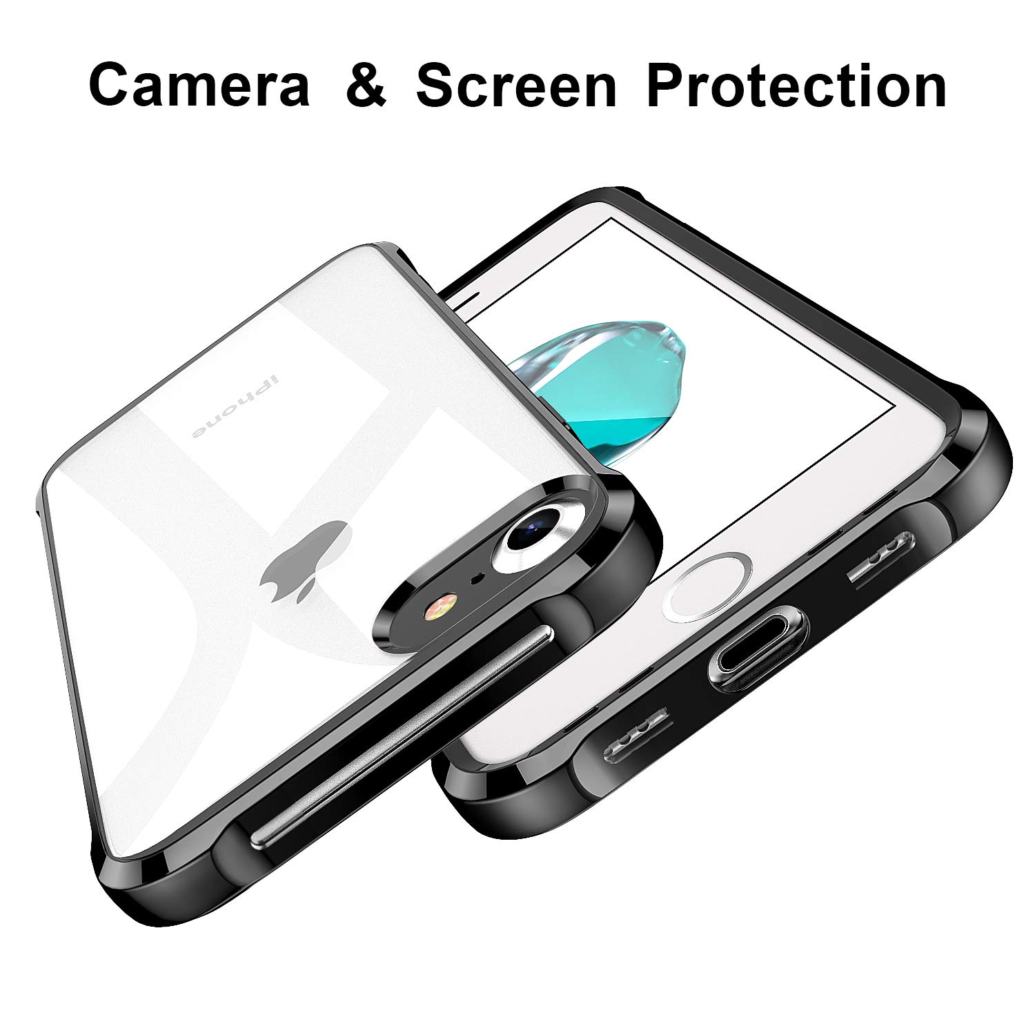 Ivoler Klare Handyhülle Für IPhone SE 2022/2020 & IPhone 8/7 – Inkl. 2x Panzerglas, Stoßfest, Vergilbungsfrei, Transparent