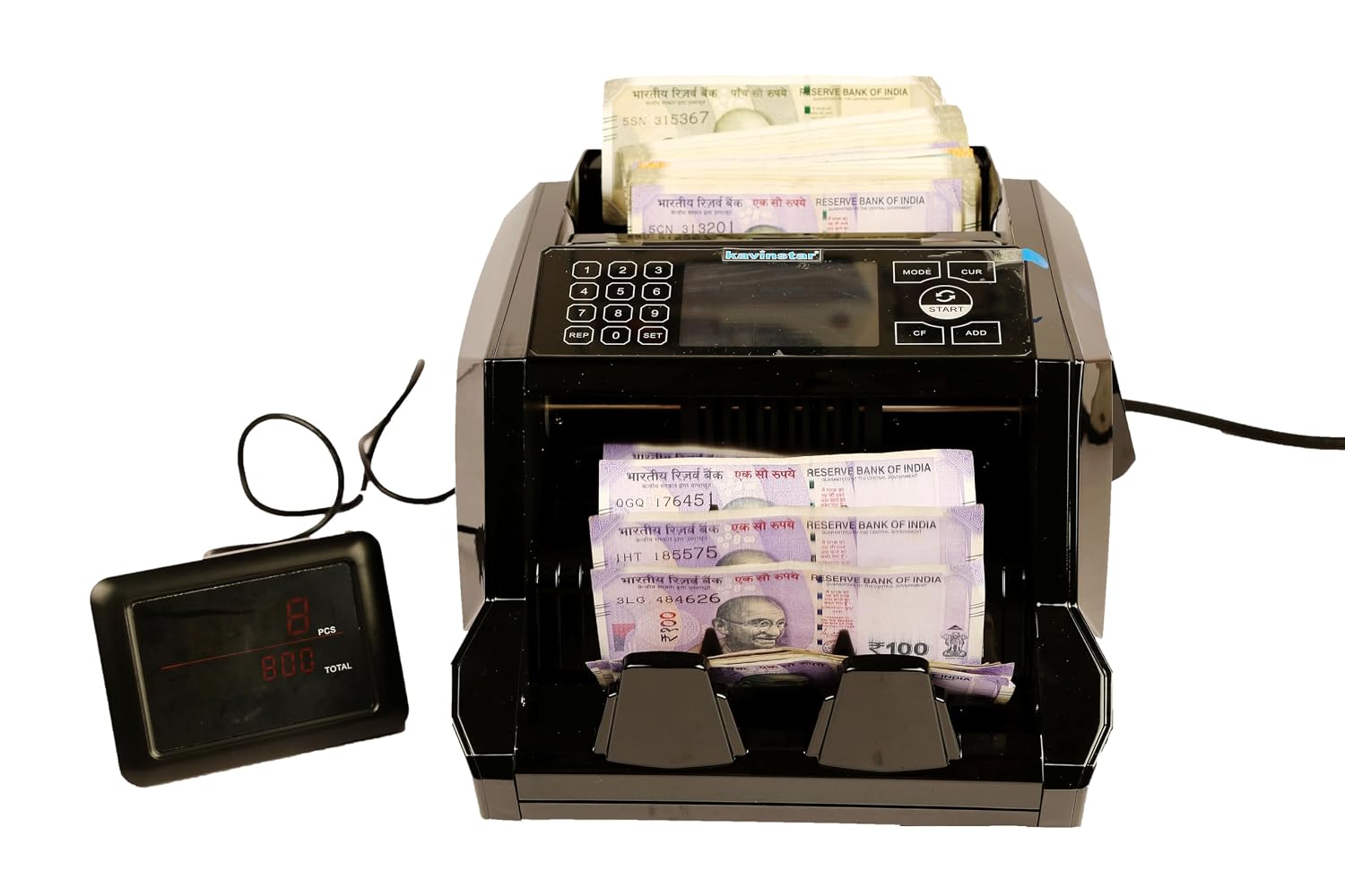 Kavinstar Best Mix Money Counting Machine with UV, MG, IR, MT, Colour, and 3D Counterfeit Bill Detection Plus External Dis...