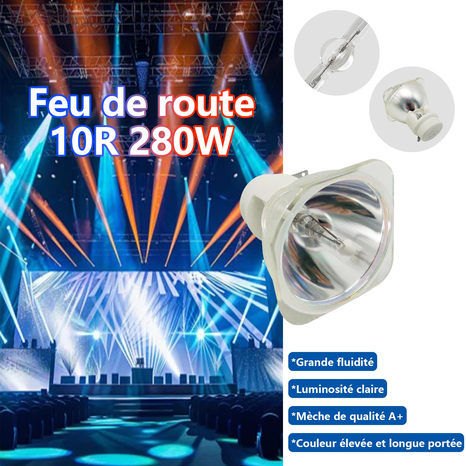 MSD Platinum Beam 280W 10R Lamp per Luce a fascio con testa mobile, Lampada 10R 280W per Teste Mobili Luci dj, Lampada da Palcoscenico Elettroniche Lampadina 280W Lampadina di ricambio
