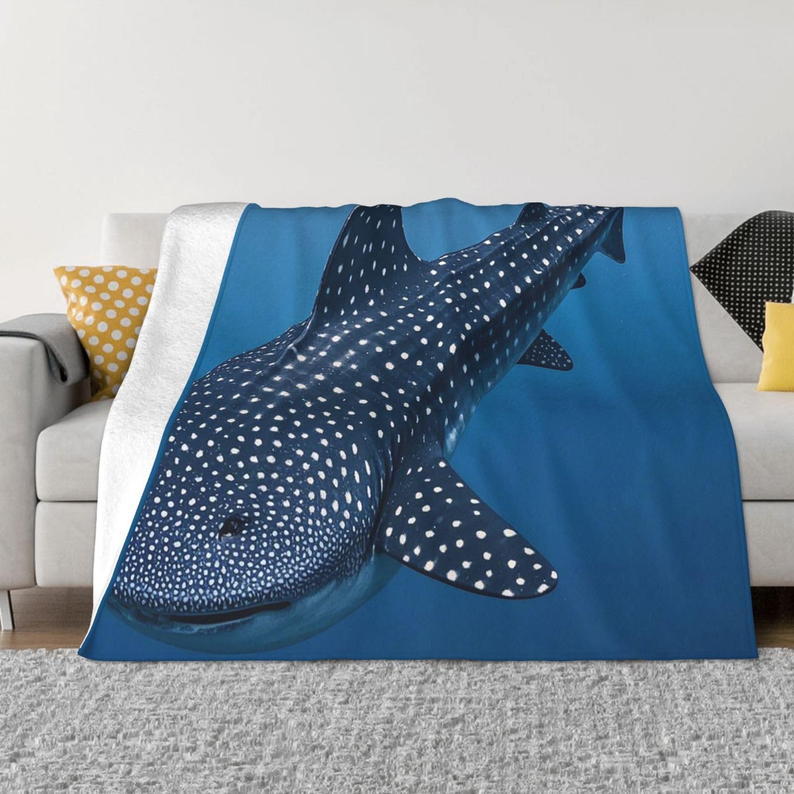 FodPand Variegated Whale Shark Navy Fleece Blanket 40"x30" Lightweight Warm Throw Blanket for Bed Couch Cozy Air Conditioning Quilt All Seasons Decorative Fuzzy Blankets Gifts for Women Men