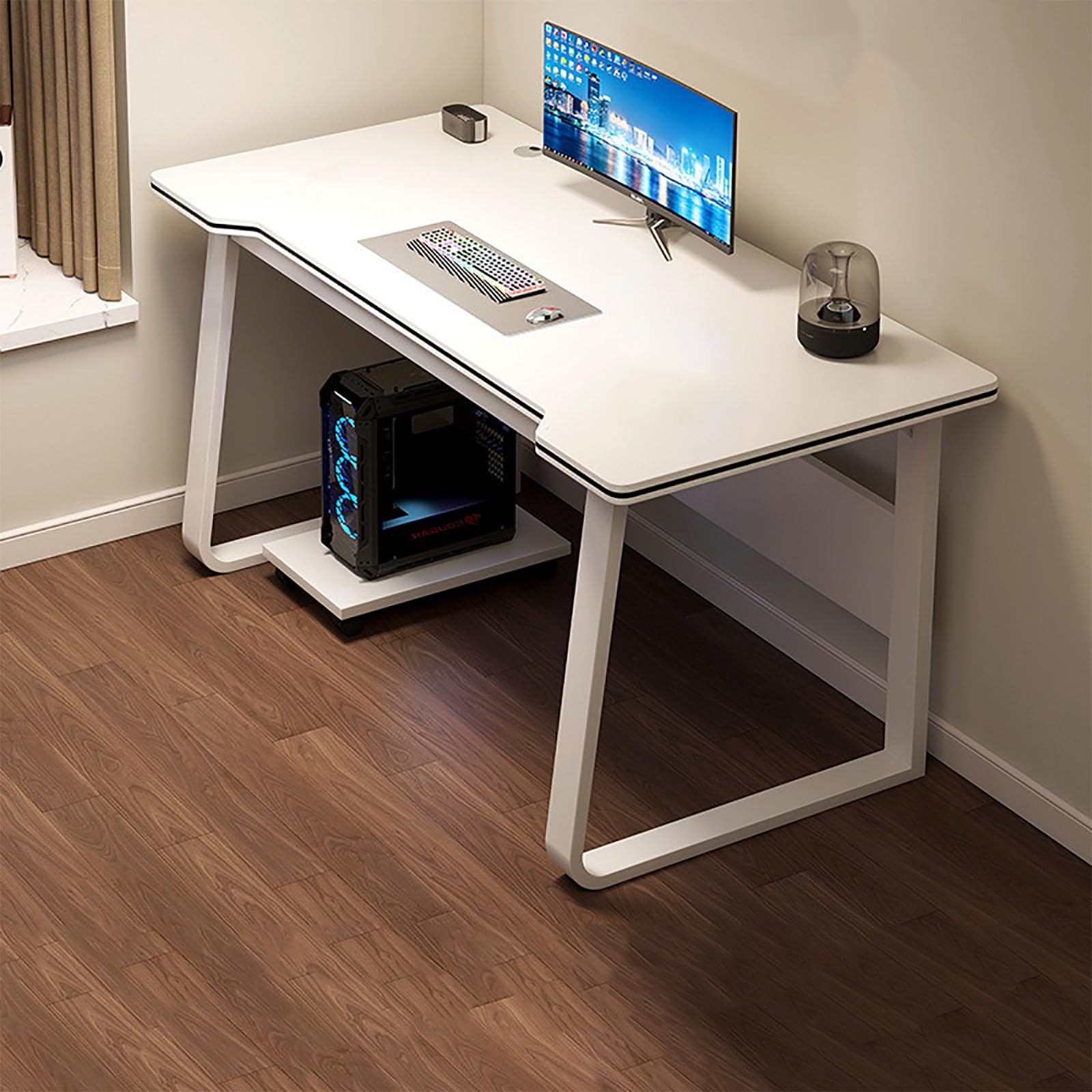 SXZenSpace Gaming Table Computer Writing Desk, Office Portable Laptop Work Study Table, Wooden Desk Workstation for Home and White,80cm