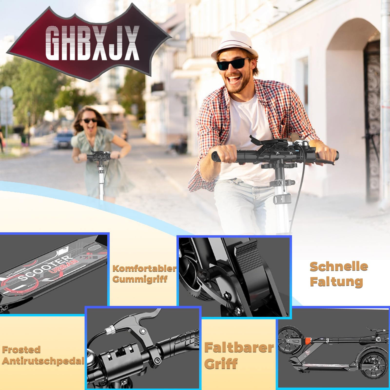 Trottinette pour Adultes et Adolescents et pour Les Jeunes de - Trottinette Adulte Pliable légère avec Grandes Roues Construction Durable Pliage Rapide Guidon Ajustable Roues à 200mm Amortisseu