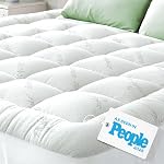Matelas de bambou Topper Queen Taille - Refroidissement épais Oreiller respirant Top Matelas Pad for Back Pain Relief - Topper de poche profonde convient à 8-20 pouces (60x80 Pouces blanches)