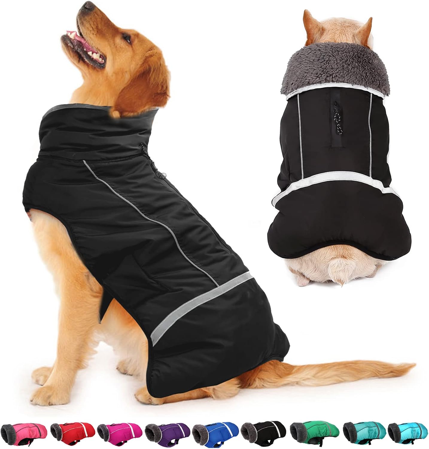 Dogcheer Extra Warm Dog Coat, Fleece Lining Dog Winter Jacket Waterproof Paded Dog Cold Weather Coats with Buckle, Reflective Adjustable…
