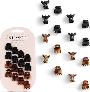 Kitsch Mini Claw Clips for Women & Kids - 16 Pack Tortoise Black Small Hair Clips, Strong No-Snag Hold, Durable Eco-Friendly Plastic