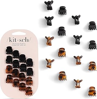 Kitsch Mini Claw Clips for Women - Stylish Small Hair Clips for Kids | Stays In Place Without Pulling or Snagging | Durable & Sturdy Plastic | Ideal Gifts for Women - Tortoise & Black, 16 Pcs