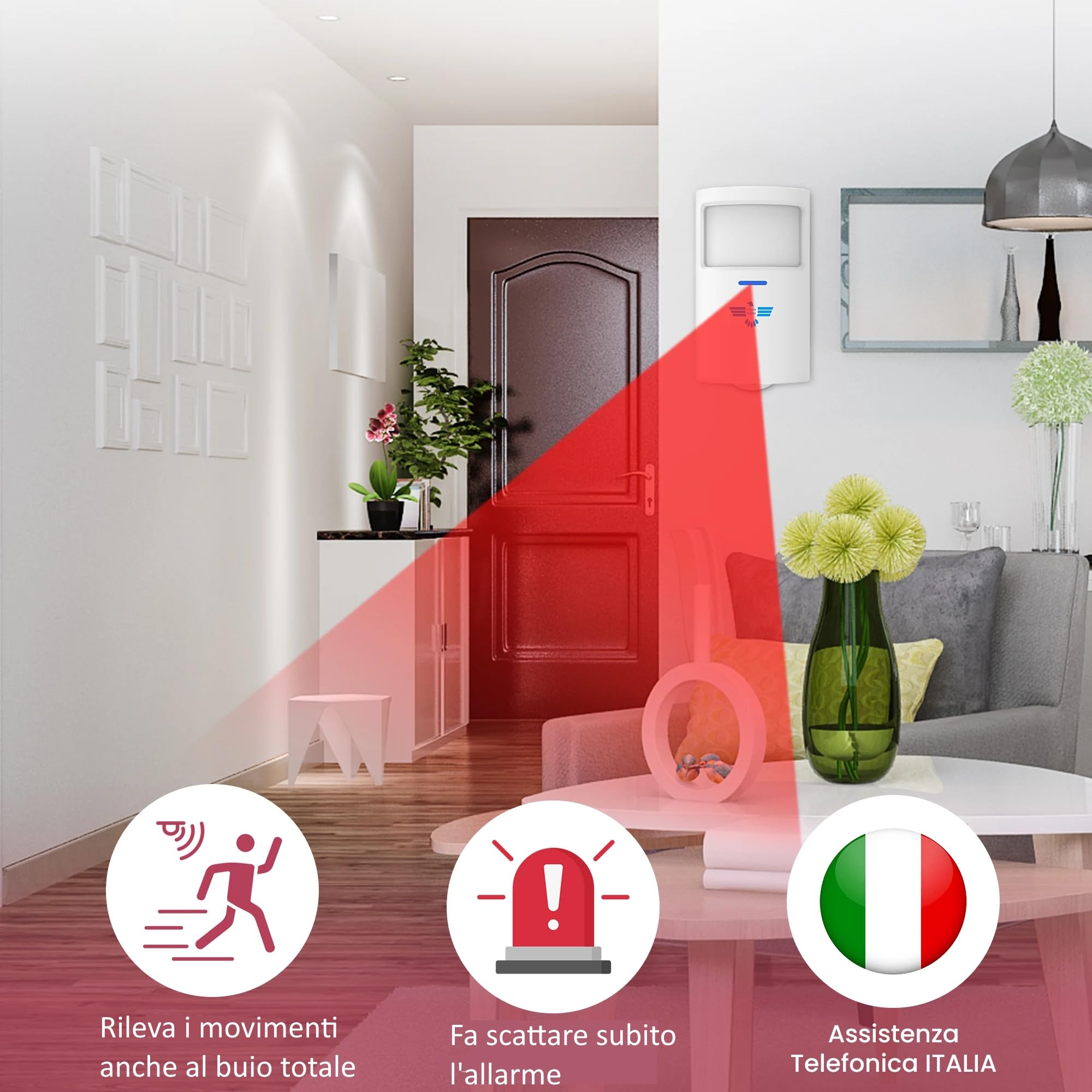 ITALIAN ALARM - Allarme Casa Senza Fili Anti Jamming, Antifurto Casa Wireless Anti Jammer con Schermo Touch 7", Supporta SIM GSM 4G, Gestione Smart con APP, Assistenza Telefonica Italia
