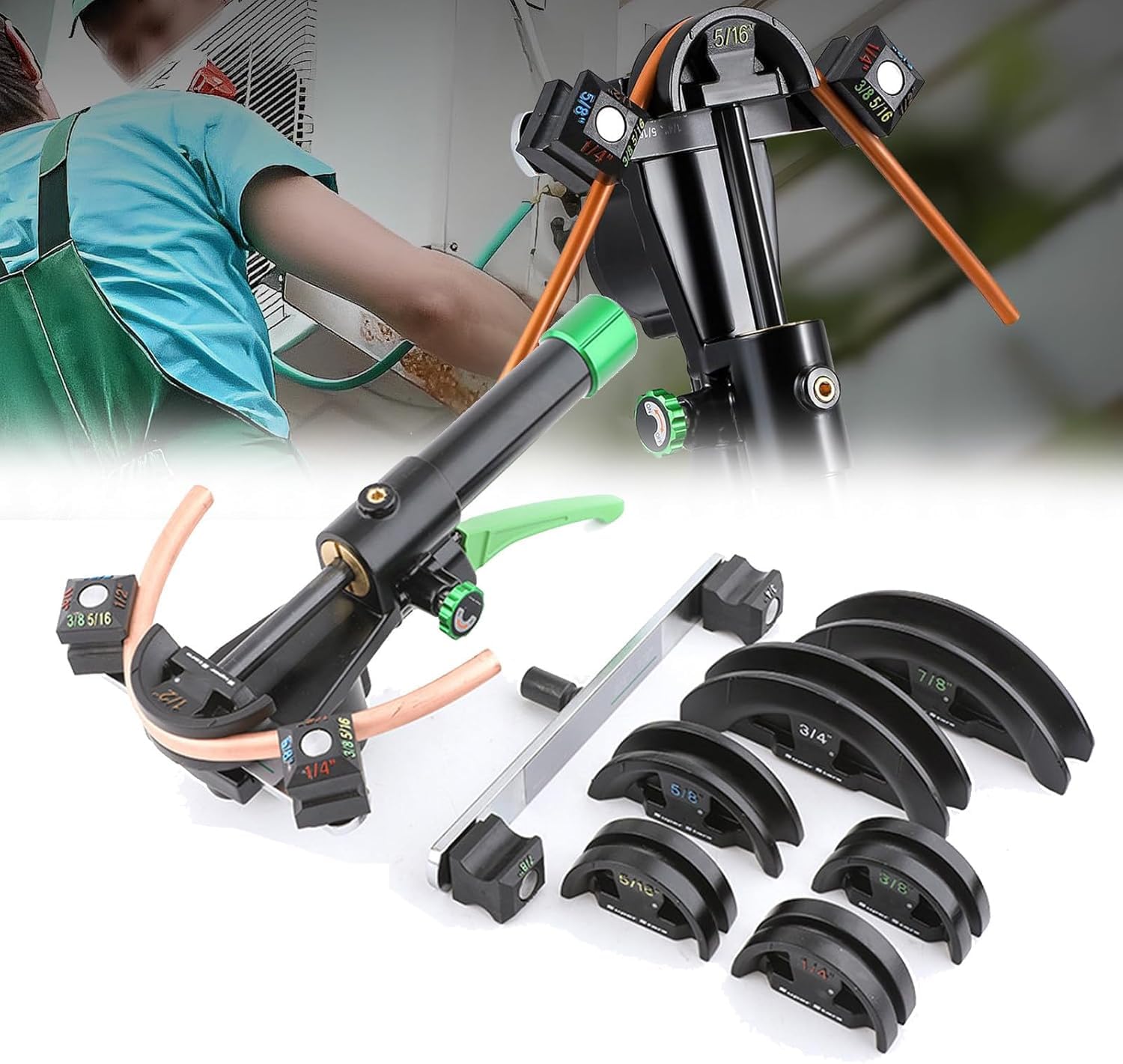 Eiwitany HVAC Special Manual Hydraulic Pipe Bender, 90° Bending Equipment Compatible for Air Conditioner Repair, Floor Heating,