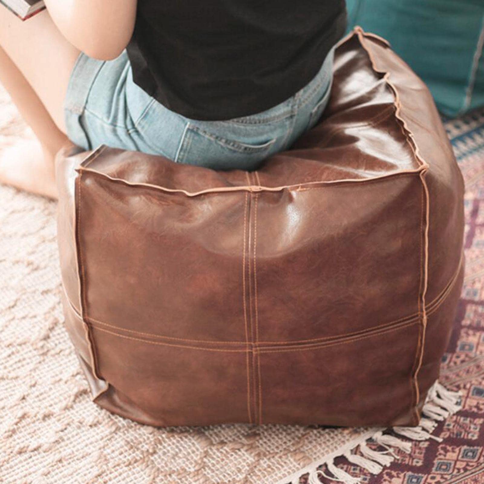 Handmade Moroccan Pouf Cover Storage Ottoman Cushion Foot Rest Wedding Gifts Coffee Square | Home & Garden | Furniture | Ottomans, Footstools & Poufs-picture-24