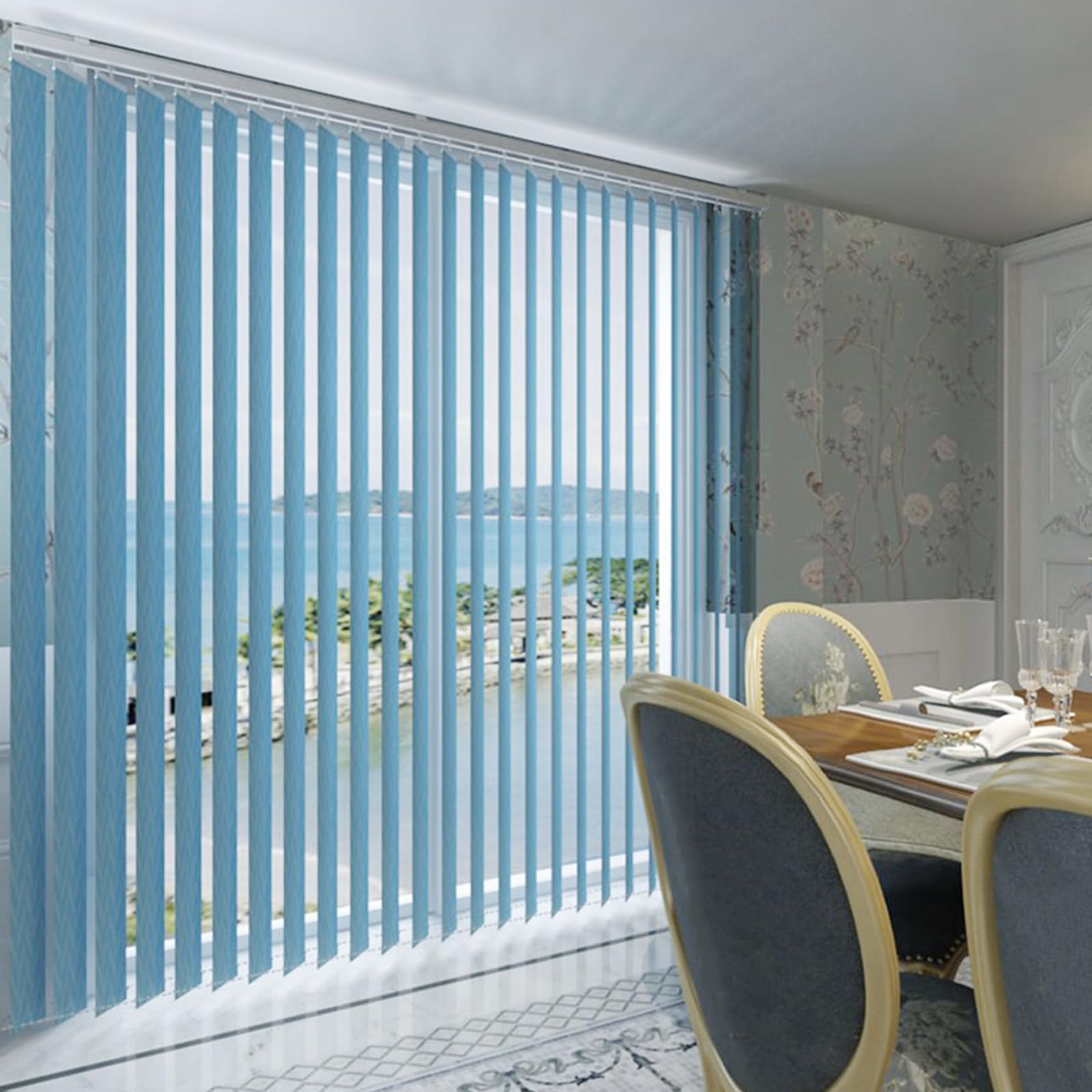 X1NGFU Vertical Blackout Blinds & Venetian Shades,Home Office Slats Fabric Vertical Window Blinds,Thermal Insulated Vertical Venetian Blinds for Indoor,Width x Height (150cm x 120cm(59in x 47.2in))