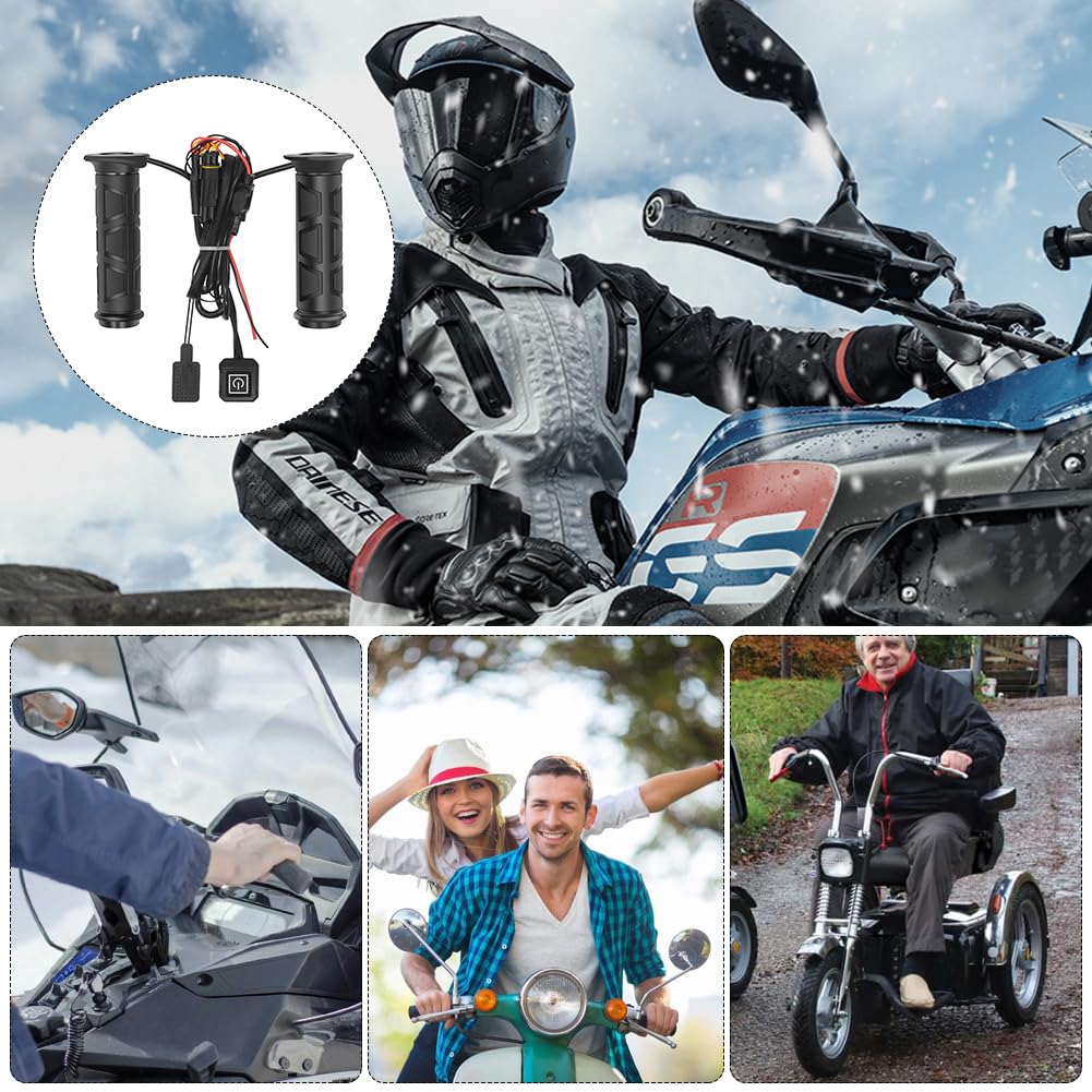 Poignées Chauffantes 12 V ATV - 3 Niveaux Réglables - Étanches - Régulation Intelligente de la Température - Pour l'Hiver