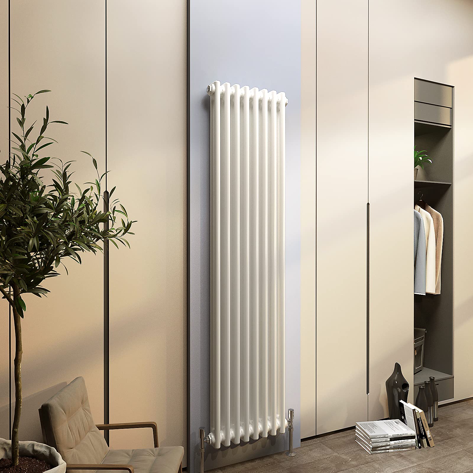 Acezanble∣2 Column Radiator, Vertical 1500mm White Tall Traditional Cast Iron Style Radiators Windows Hallyway — image 1