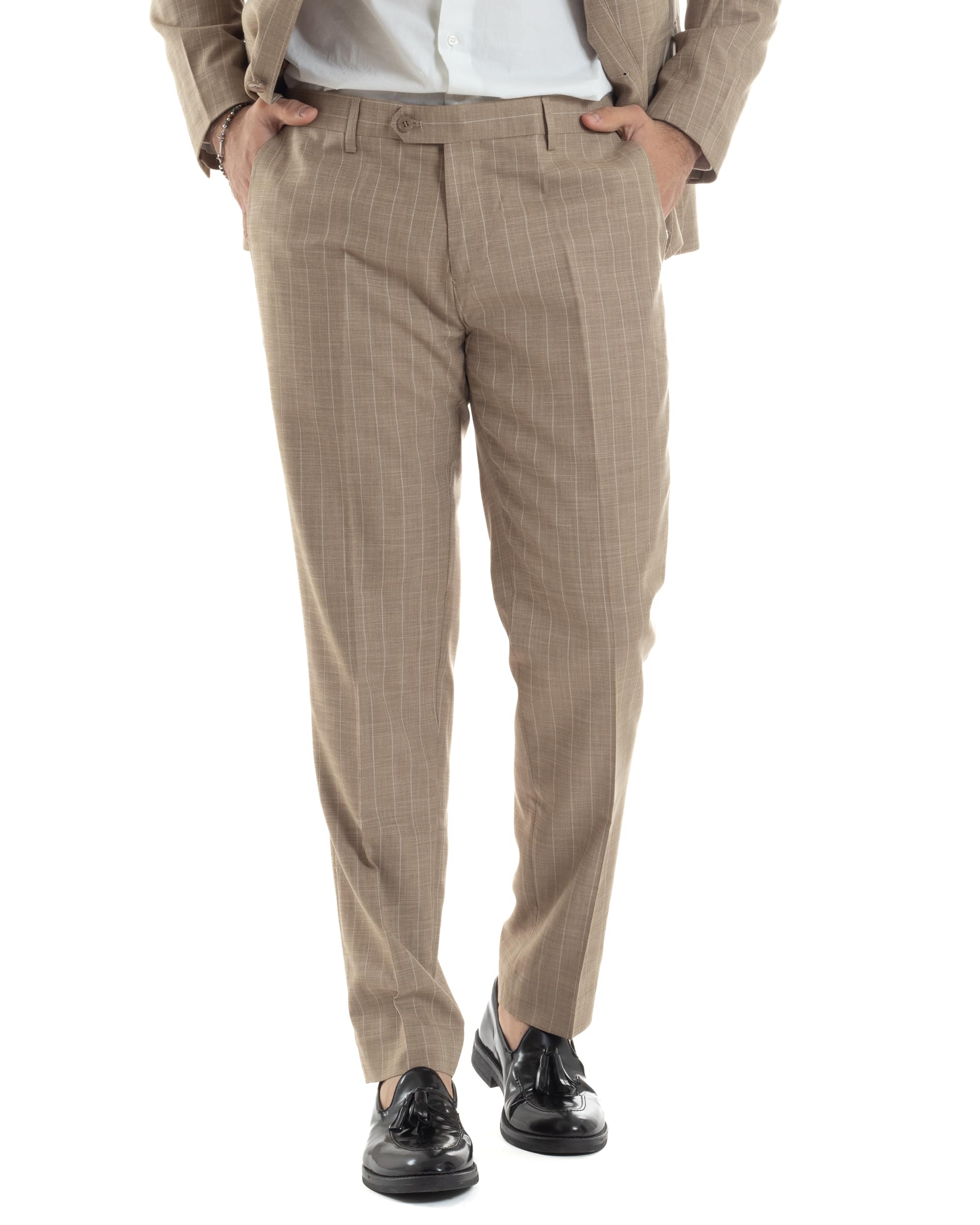 Abito Uomo Monopetto Vestito Gessato Giacca con Pochette Pantaloni Completo Elegante Vari Colori