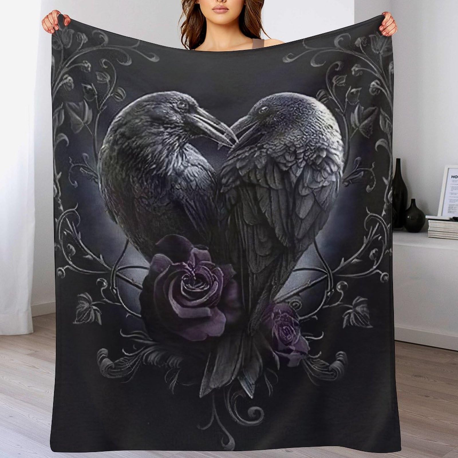 Couverture corbeau flannel pour éliminer les frissons sur le canapé