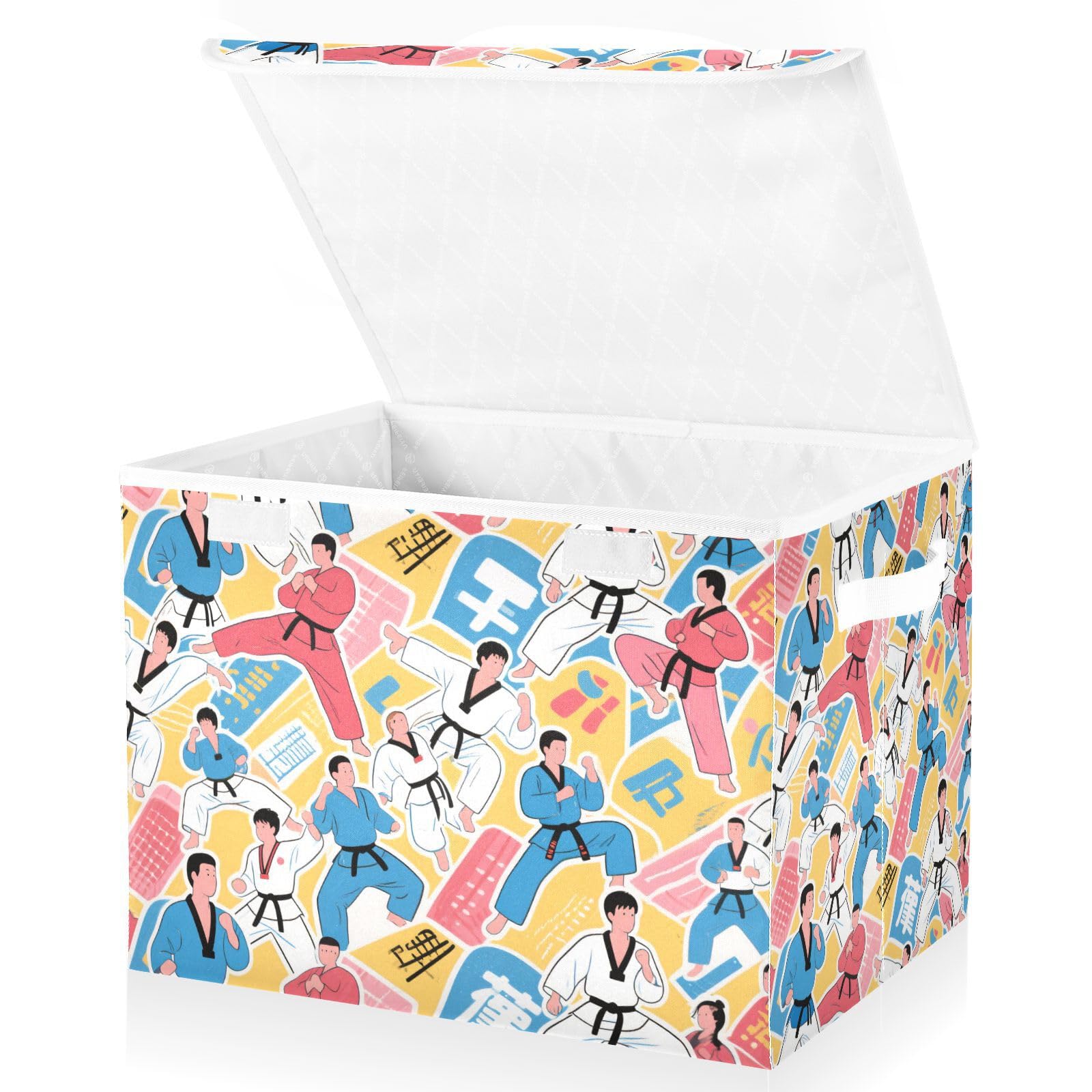 Cubes de rangement pliables de 40 L avec poignées et couvercle récipient décoratif