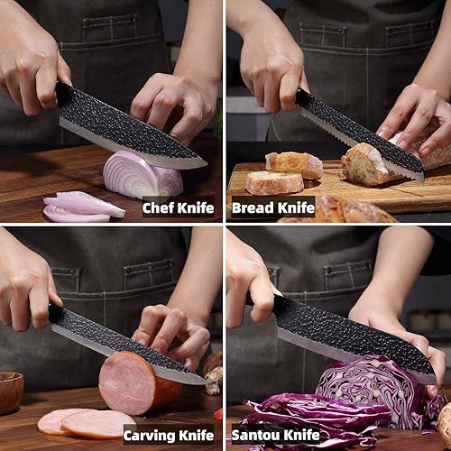 Miniatura 4 de Juego de bloques de cuchillos con afilador de 16 pis, juego de cuchillos de cocina forjados aptos para lavavajillas, juego de Knofe de corte de chef