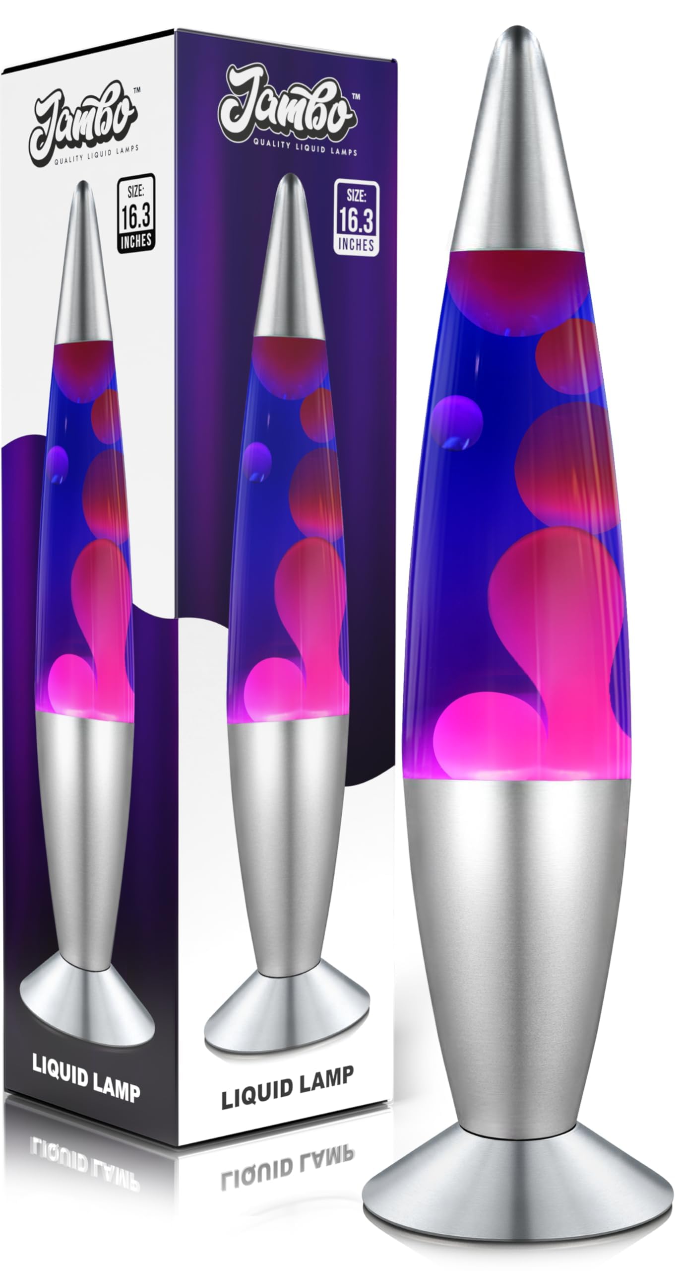 JAMBO 16" Beautiful Liquid Lamp- Blue with Purple Wax, Relaxing Magma Light, Night Light Nightlight, Home Decor Living Room Office Bedroom Lamp for Adults Teens Kids