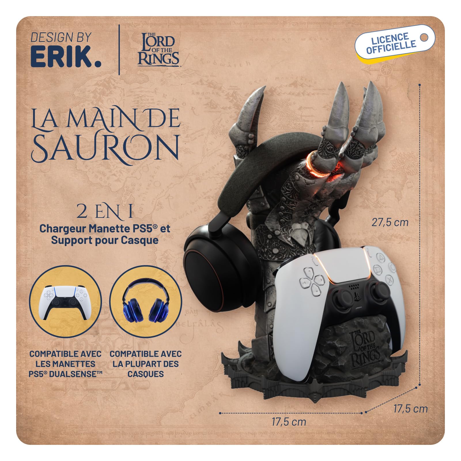 Grupo Erik | Chargeur Manette PS5 Dual Sense, Le Seigneur des Anneaux