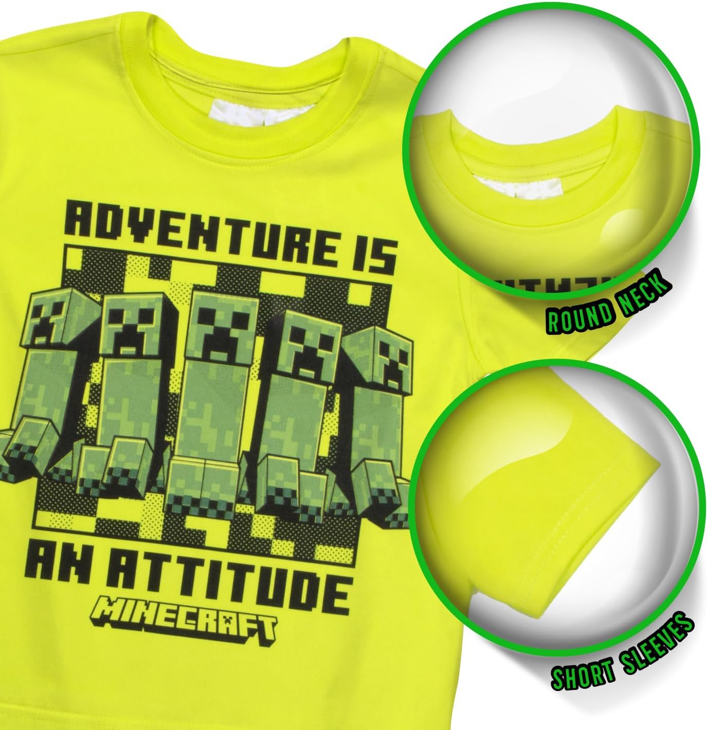 Minecraft Boys 3-Piece Creeper Pants Set - Short Sleeve T-Shirt, Shorts, & Jogger Pants 3-Pack Bundle Set for Boys - Image 2