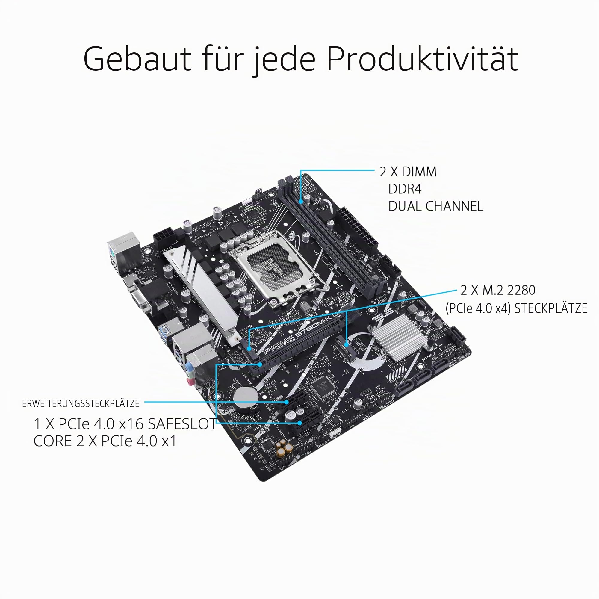 Asus Prime B760M-K D4 Gaming Mainboard Sockel Intel LGA 1700 – Bild 3