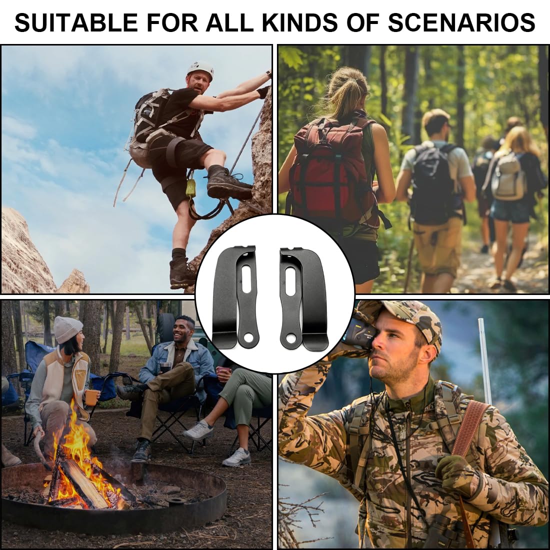 Clips Kydex para Funda de Cuchillo 2 Unidades – Extracción Rápida Ambidiestro para Acceso Táctico EDC, Sujeción Segura en Cinturón